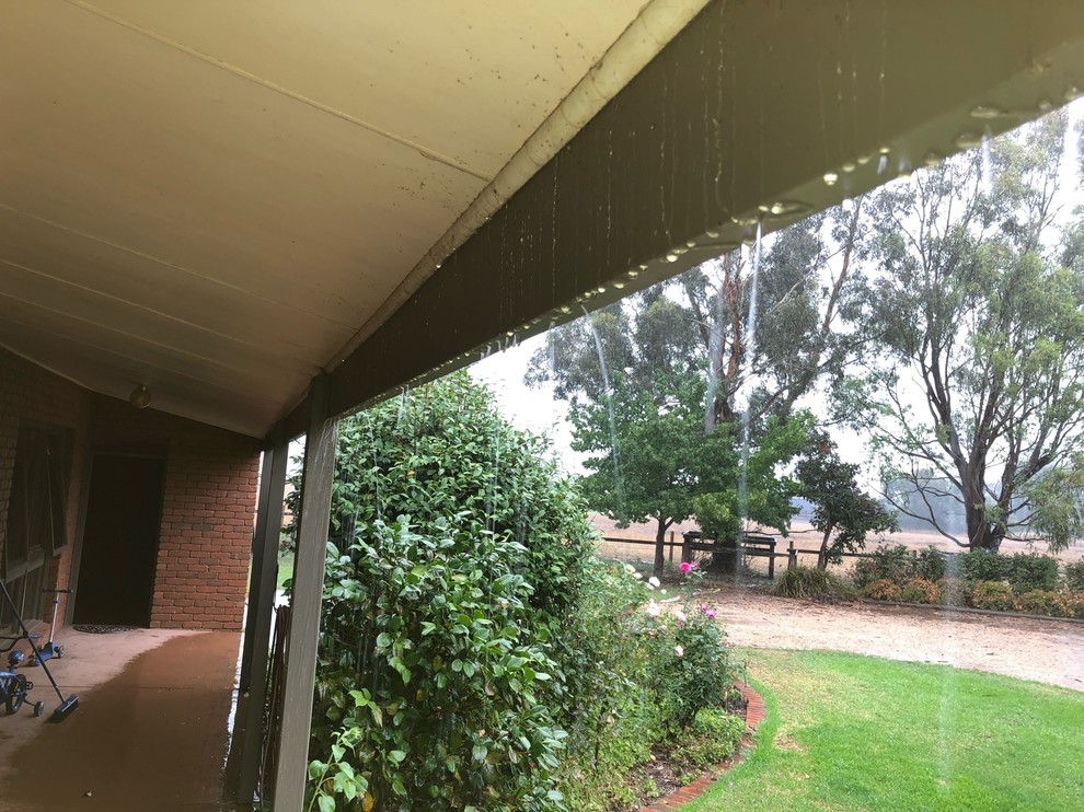 Gutters overflowing and leaking back under the verandah ceiling. Houzz AU