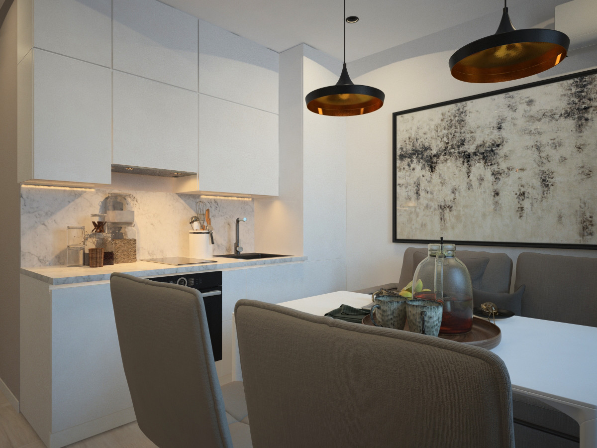 Дизайн проект однокомнатной квартиры 42 кв.м