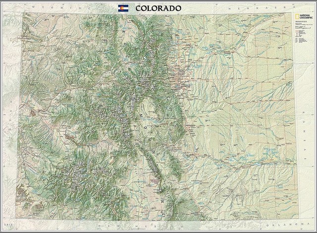 Colorado State Map Wall Mural, Self-Adhesive Wallpaper