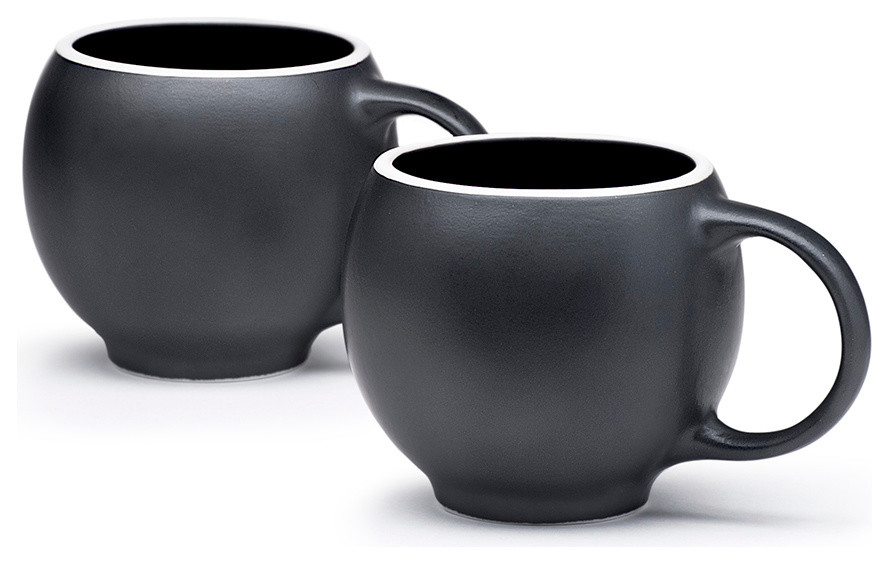 Black Matte Eva Teacups, Set of 2