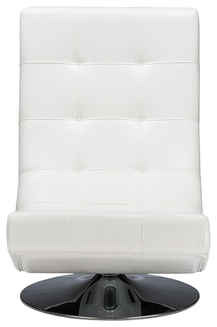 Elsa and White Faux Leather Upholstered Swivel Chair With Metal Base