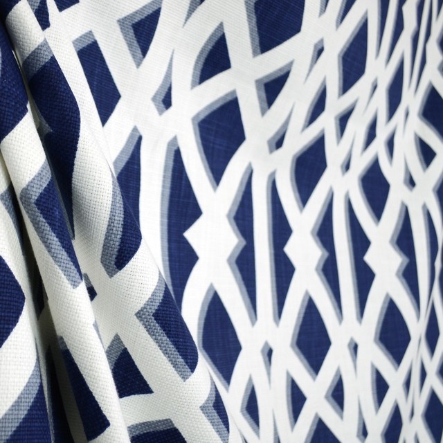 Elton Navy Blue Trellis Kaufman Fabric, Sample