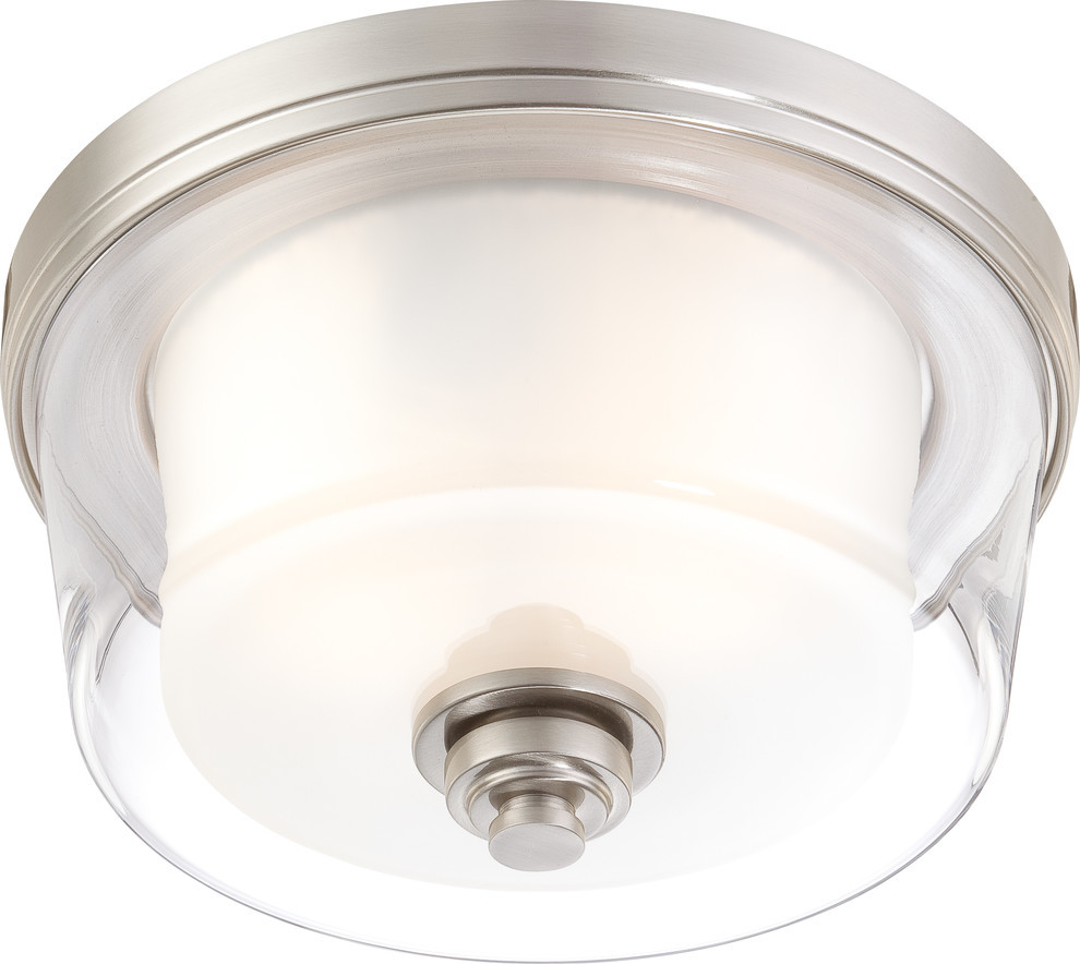 Nuvo 2-Light Decker Close-to-Ceiling Light Fixture, Brushed Nickel