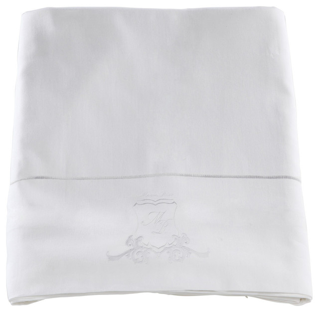 Pure White Sateen Flat Sheet Bedding Set, 270x270 cm