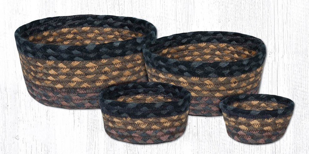 Earth Rugs CB-99 Brown / Black / Charcoal Casserole Baskets Set of 4