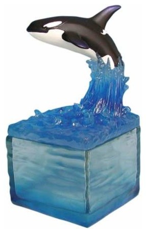 6.5 Inch Breaching Whale Riding Waves Collectible Candle Holder