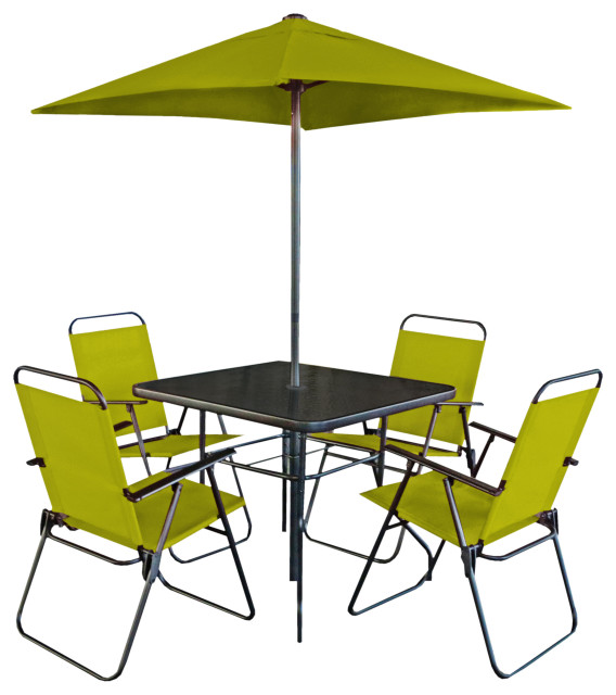 Patio Premier 6 Piece Set Square Table Pepper Stem Contemporary Outdoor Dining Sets By Sun Ray Houzz - 6 Piece Patio Garden Set With Table Umbrella And 4 Folding Chairs