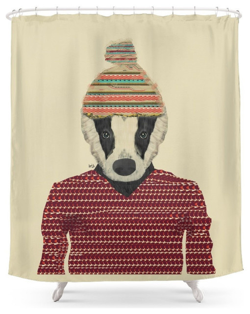 Seb The Badger Shower Curtain