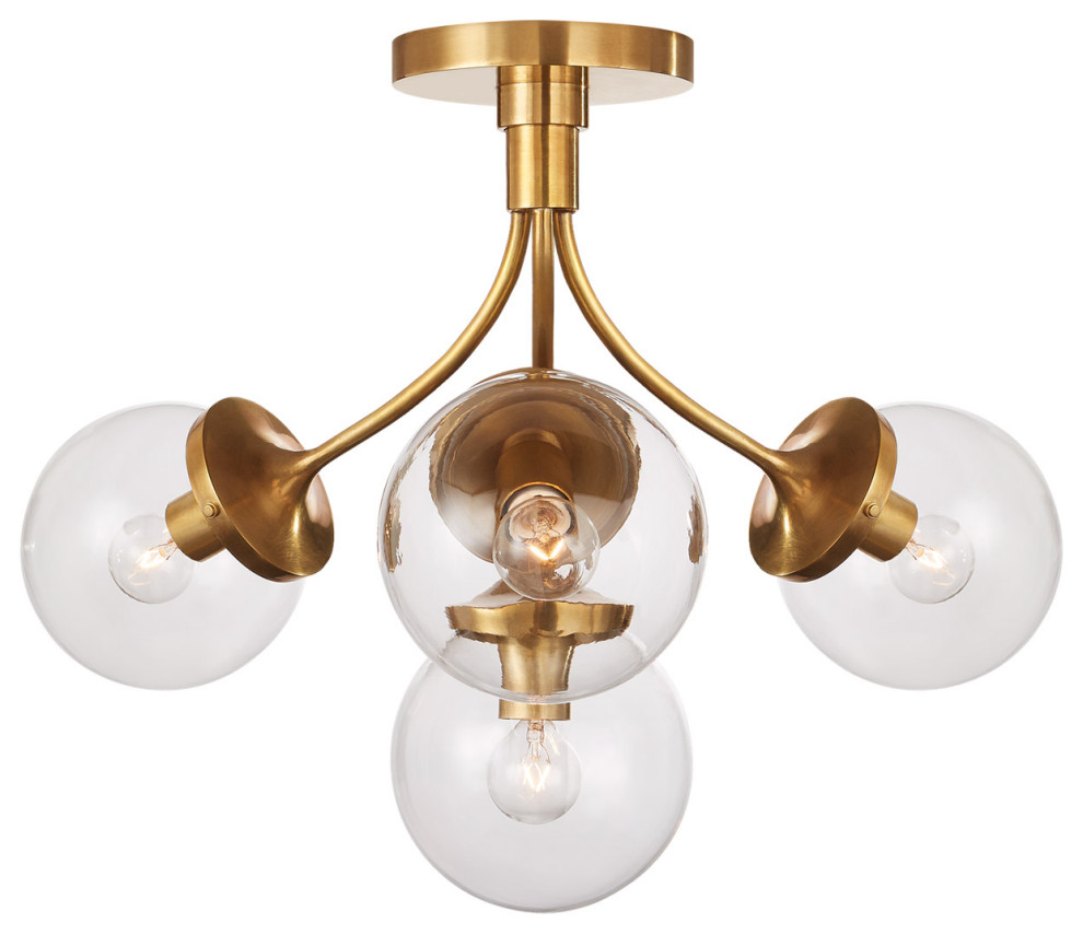 Kate Spade New York Prescott 4 Light SemiFlush Mount, Soft Brass