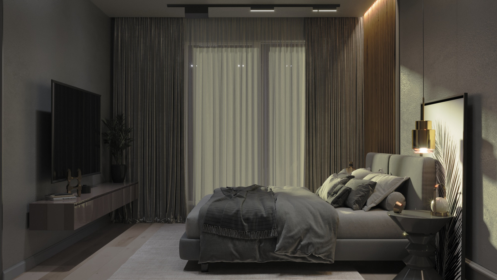 3д визуализация спальни