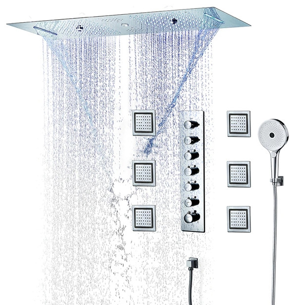 Remote Controlled Led Large Musical Shower System, Style B - Remote Control Ligh