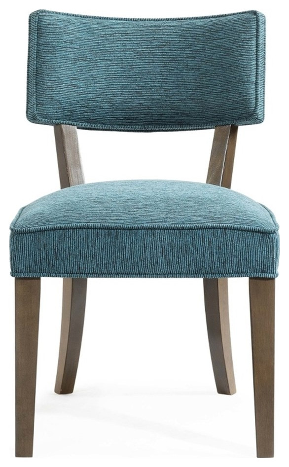 Maklaine Modern / Contemporary Wood Upholstered Dining Chair in Blue (Set of 2) Contemporary
