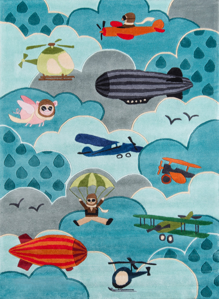 Lil Mo Whimsy Polyester, Hand-Tufted Rug, Sky, 4'x6'