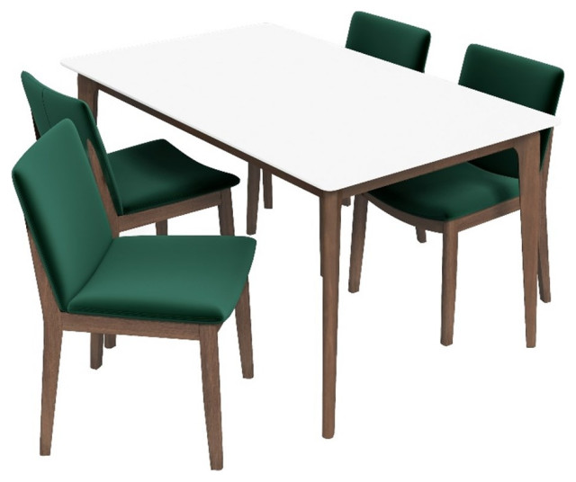 Lisette Modern Solid Wood Walnut Dining Room & Kitchen Table and Chair Set of 4