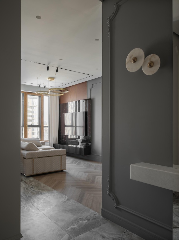 Дизайн проект квартиры 95 м2  ЖК "  Richmond Residence ". Гостиная