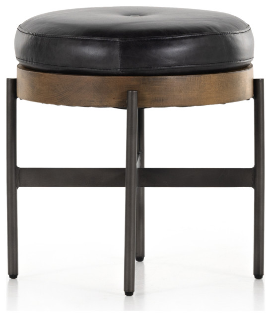 Edwyn Small Ottoman, Sonoma Black Midcentury Footstools And