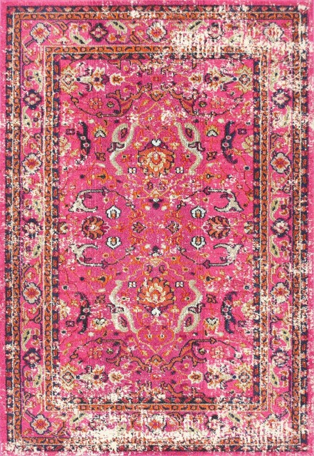 Nuloom Casablanca Distressed Fl Anabel Pink Rug Contemporary Nuloom Casablanca Distressed Fl Anabel Pink 7 10 X11 Rug Contemporary Area