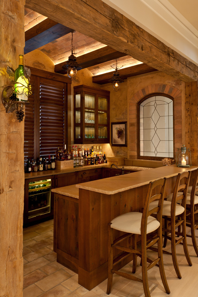 This is an example of a traditional home bar in Miami.