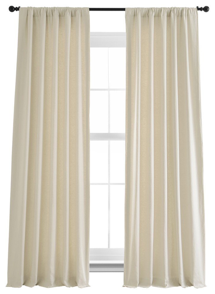 French Linen Curtain Single Panel, Ancient Ivory, 50"x96"