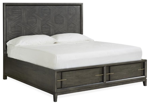 Magnussen Proximity Heights Queen Pattern Storage Bed in Smoke Anthracite