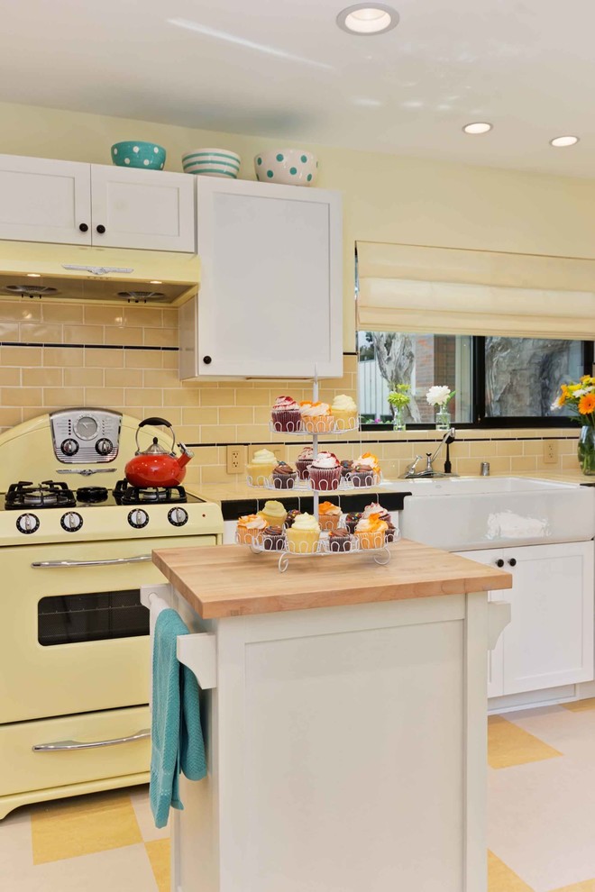 Sunny Yellow Retro Kitchen  Traditional Kitchen  San 