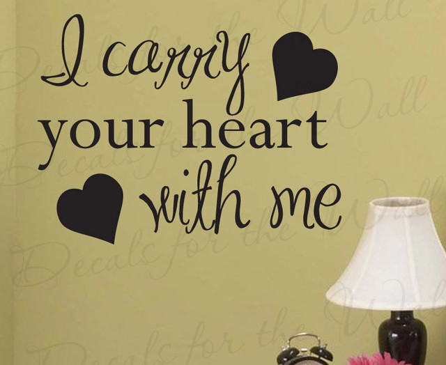 Wall Decal Sticker Quote Vinyl Large I Carry Your Heart Love Baby Nursery B06