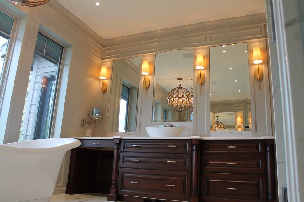 Example of a transitional bathroom design in Calgary