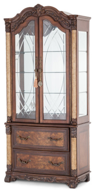 Victoria Palace Display Cabinet With Doors Light Espresso, 2-Piece Set