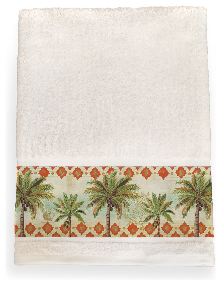 Laural Home Spice Palm Bath Towel, 27"x51" Tropical Bath Towels