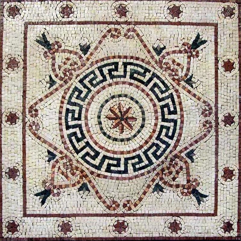 Greek Floor Mosaic, Hepta Contemporary Tile Murals by Mozaico Inc