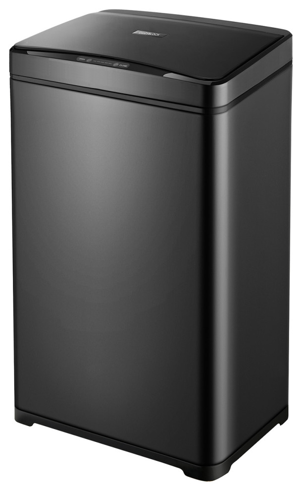 Black StainlessSteel Automatic Trash Can for Kitchen,Touchless Motion ...