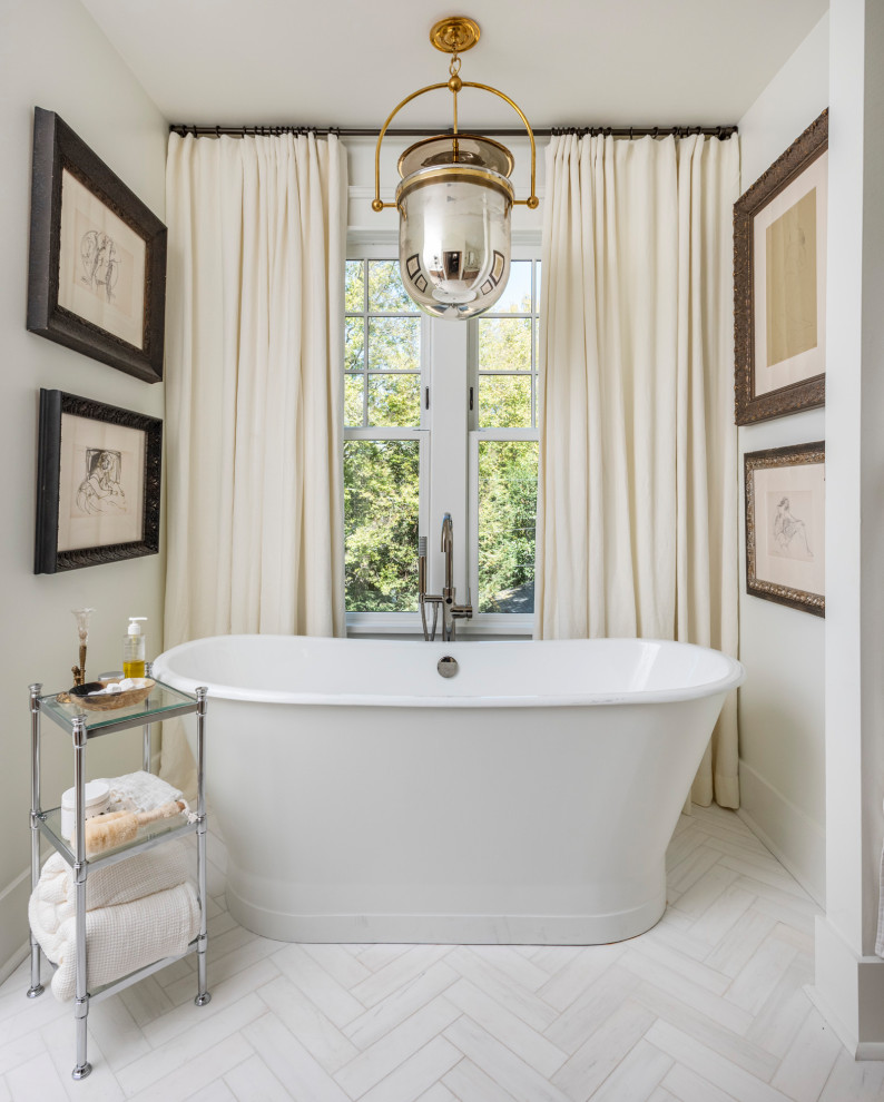 Inspiration for a bathroom in Nashville with a freestanding tub.