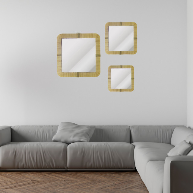 Handmade Moroccan Raffia Mirrors contemporary-vardagsrum