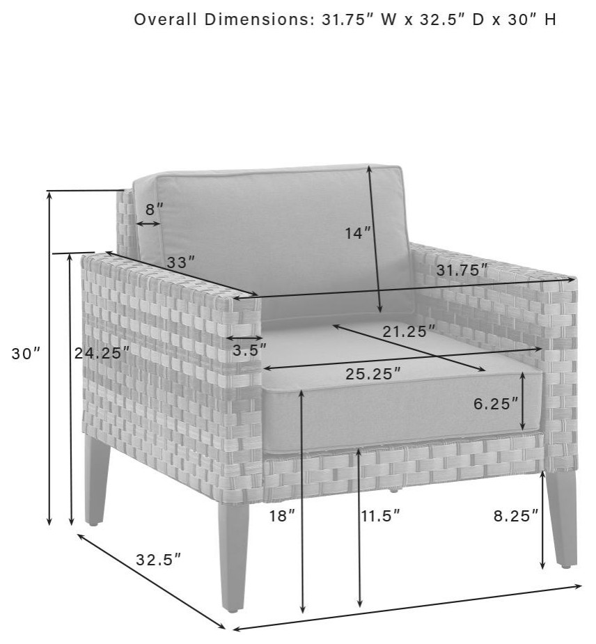 Prescott 5Pc Outdoor Wicker Armchair Set Mineral Blue/Brown