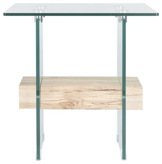 Leya Accent Table Glass/Natural Shelf