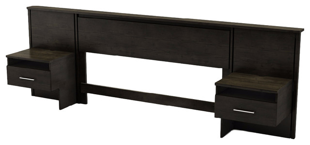 South S Gravity Queen Headboard 60 Built In Night Stands Gravity Collection Ebony Night Stand Queen Headboard