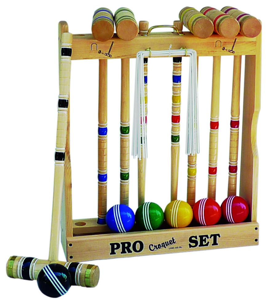 Maple Hardwood Croquet Set With Caddy, 6-Player, 24" Standard Handle