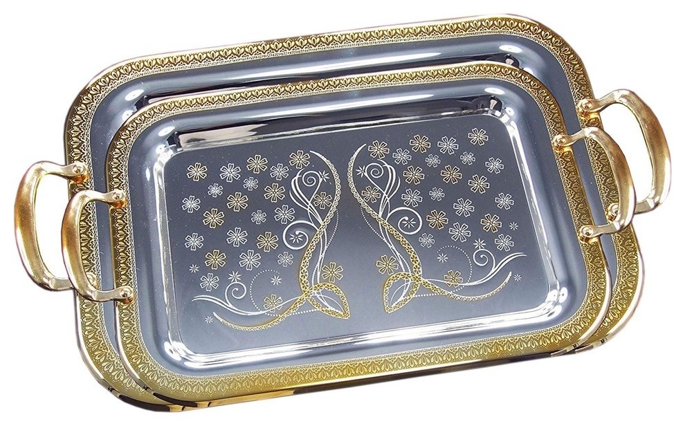 Details about   Luxurious Zinc Alloy Serving Tray Cup Plate Mirror-polished Table Metal Dinner 
