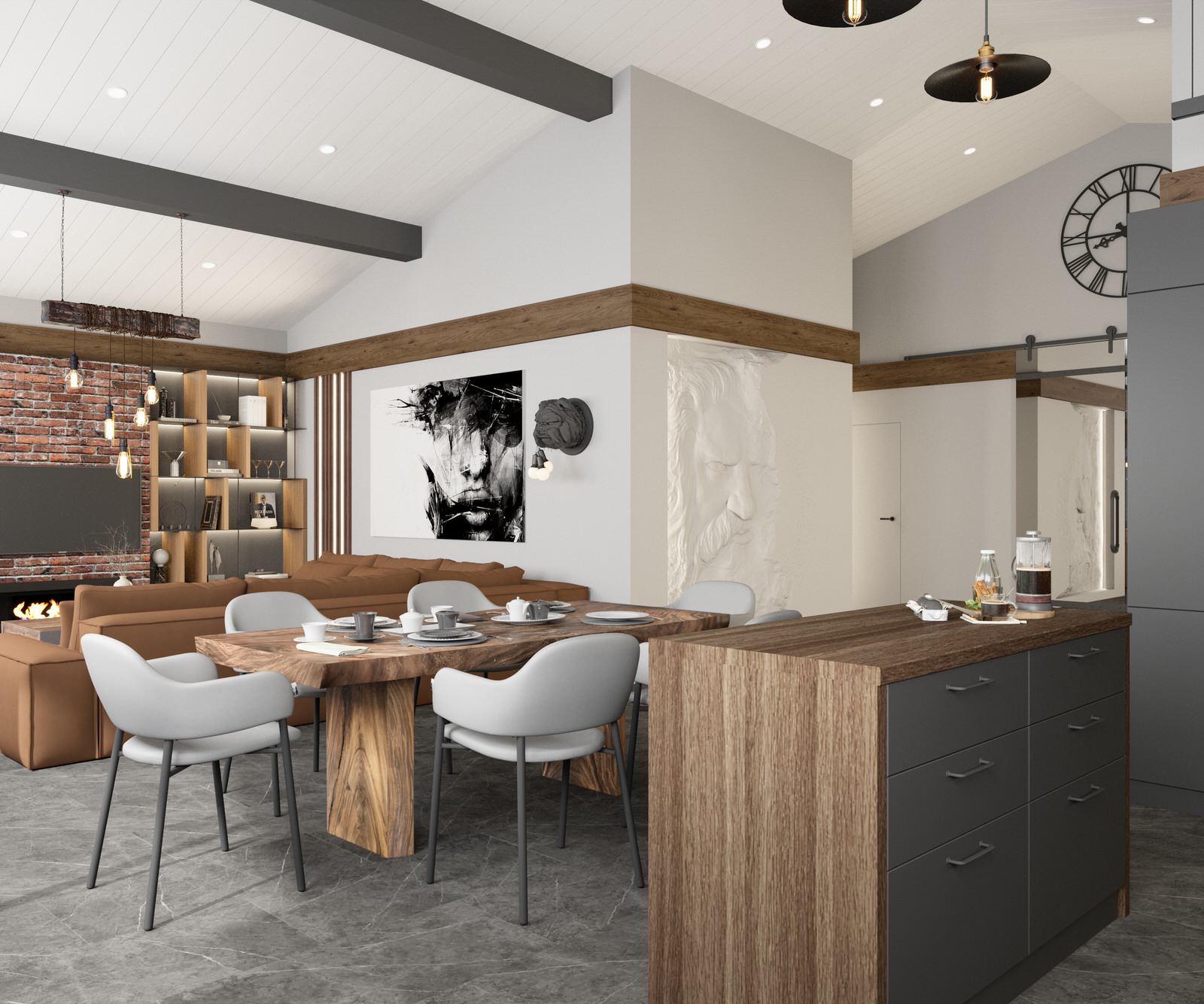 Дизайн кухни-гостиной в доме