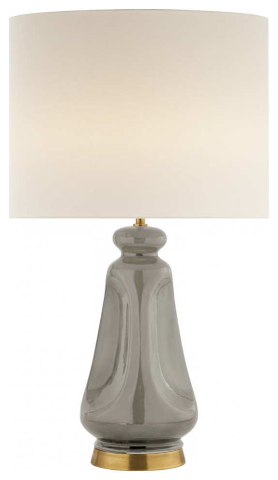 Kapila Table Lamp, 2-Light, Shellish Gray, Linen Shade, 33"H