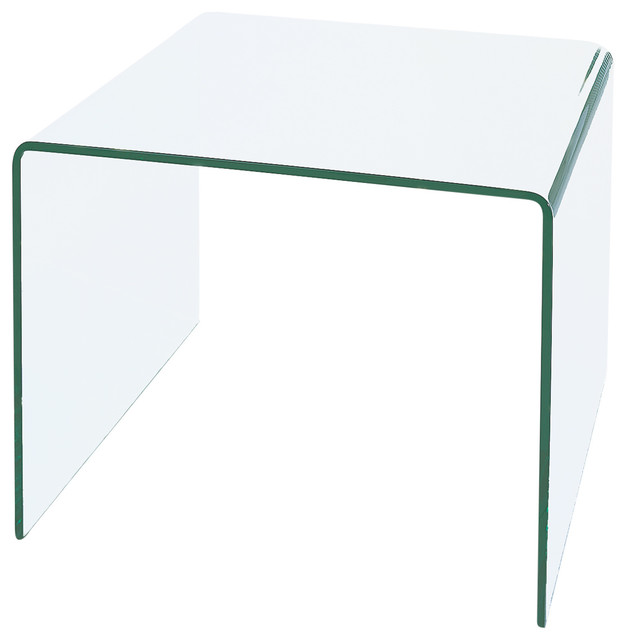 Waterfall Bent Glass End Table Contemporary Side Tables And