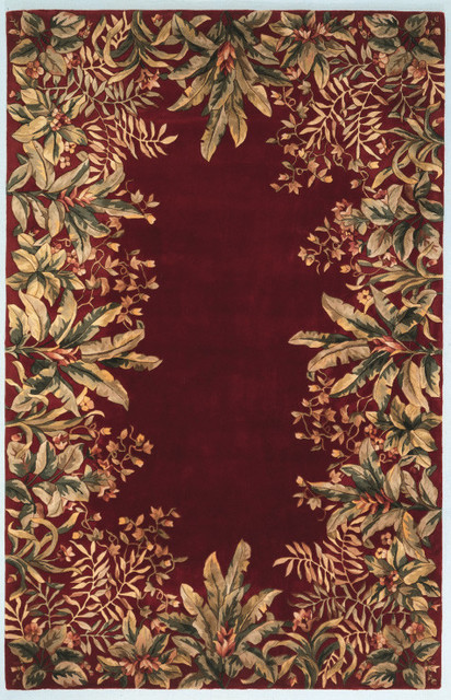 Emerald 9017 Ruby Tropical Border Rug, 3'6