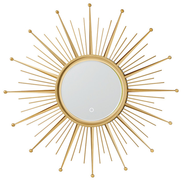 Ronbow 36" Sunburst Metal Frame LED Mirror Midcentury Bathroom