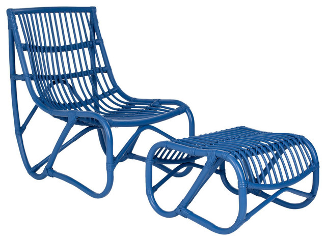 Safavieh Shenandoah Indoor-Outdoor Chair & Ottoman Set, Blue