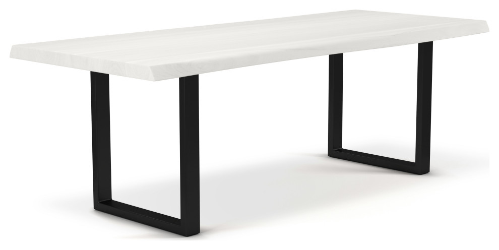 Brooks Dining Table, White Wash, Black, 40"x92", U Base