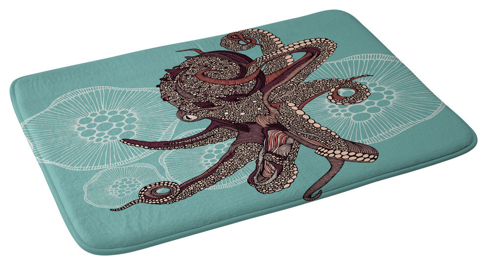Valentina Ramos Octopus Bloom Memory Foam Bath Mat, 34"x21" Beach