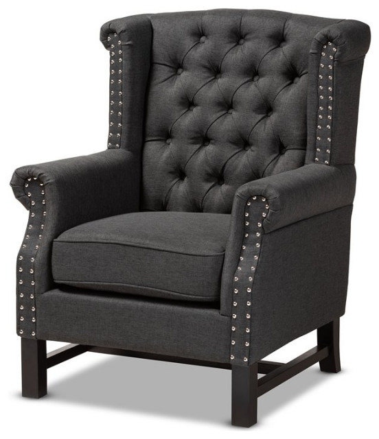 Baxton Studio Charrette Transitional Gray Fabric Tufted Armchair - Transitional - Armchairs And 
