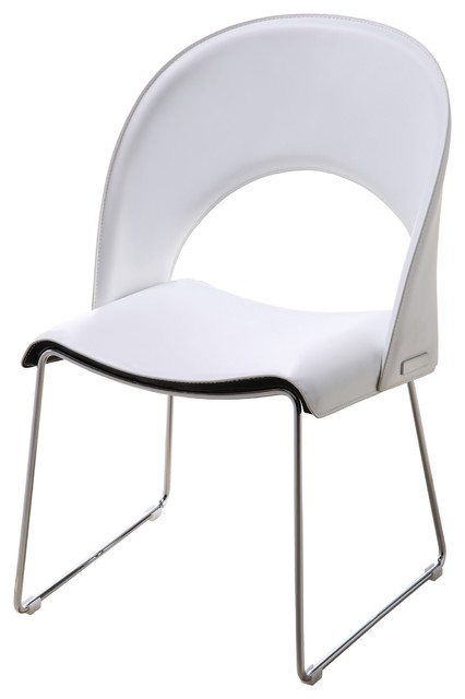 Mory Dining Chair in White Leather (Set of 2)