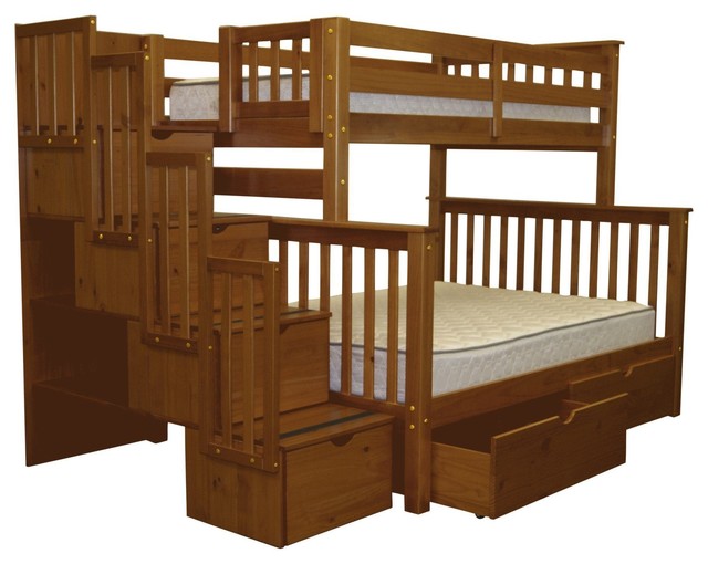 Bedz King Bunk Beds Twin Over Full Stairway 4 Step And 2 Bed Bedz King Bunk Beds Twin Over Full Stairway 4 Step And 2 Bed Drawers