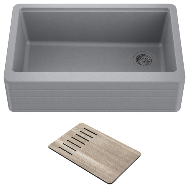 Bellucci Workstation 33" Farmhouse Apron Granite Composite Kitchen Sink MGR